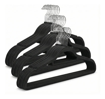 Set 30 Gancho Ropa Eoland Colgadores Terciopelo Negro Antideslizante Organizador Clóset