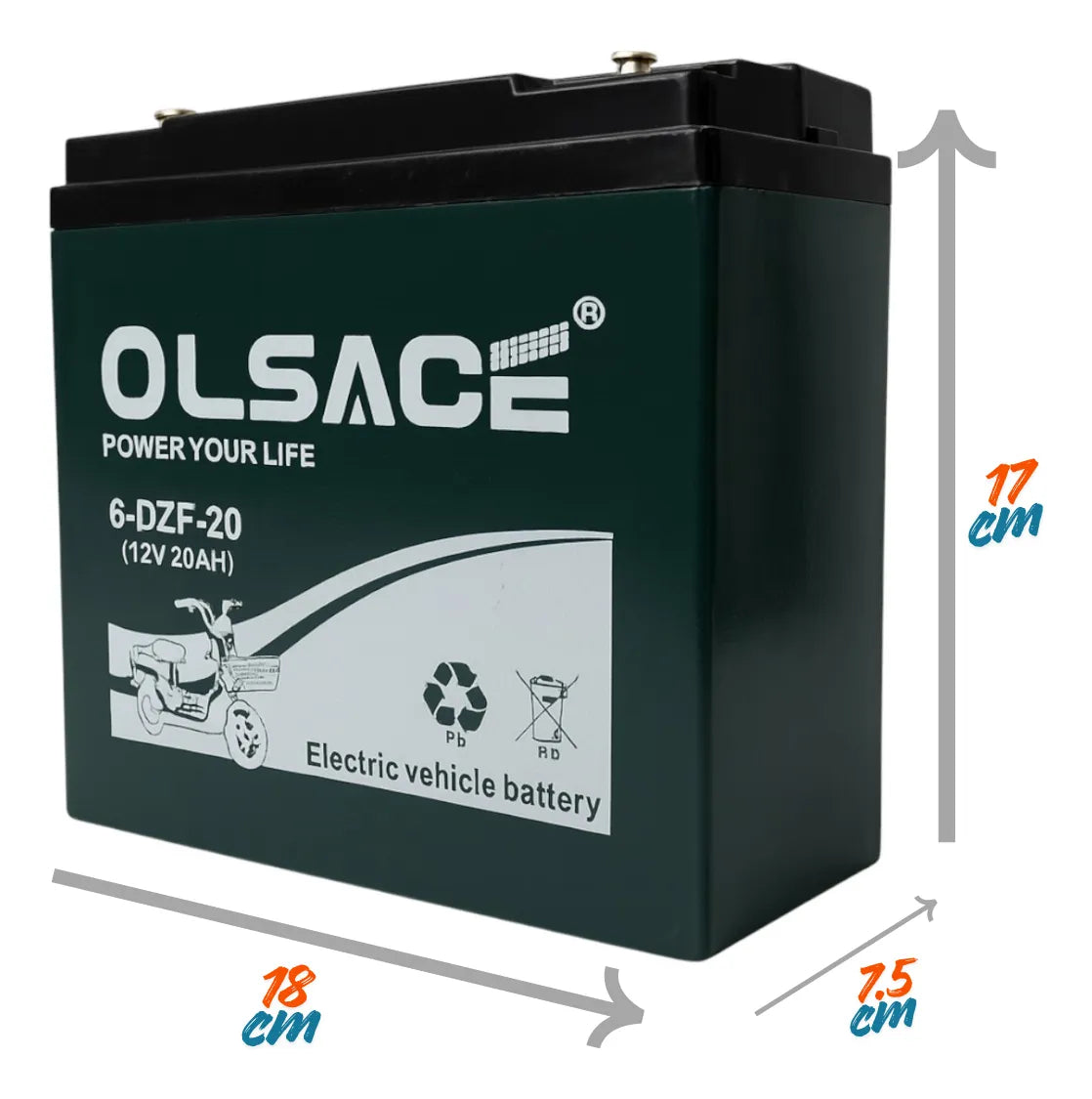 Bateria Moto Electrica 12v 20ah 6-dzf-20 Repuesto Cuatrimoto Izquierdo