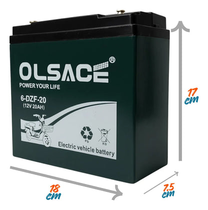 Bateria Moto Electrica 12v 20ah 6-dzf-20 Repuesto Cuatrimoto Izquierdo