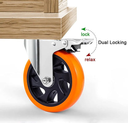 Pack X4 Ruedas Industriales Naranja Rueda Giratoria Multiuso