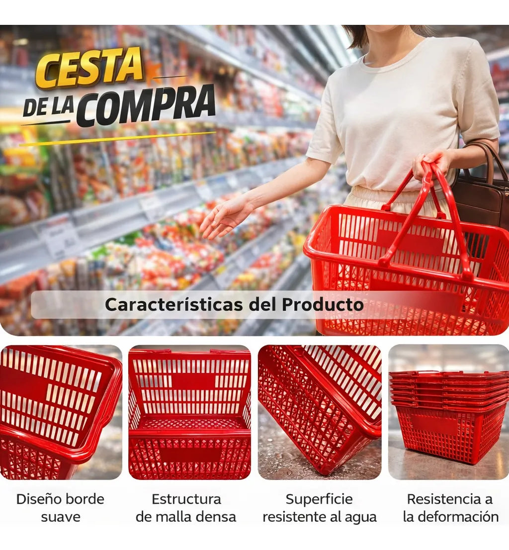 Pack X5 Canastos Cesta Mano Compras Supermercado Minimarket