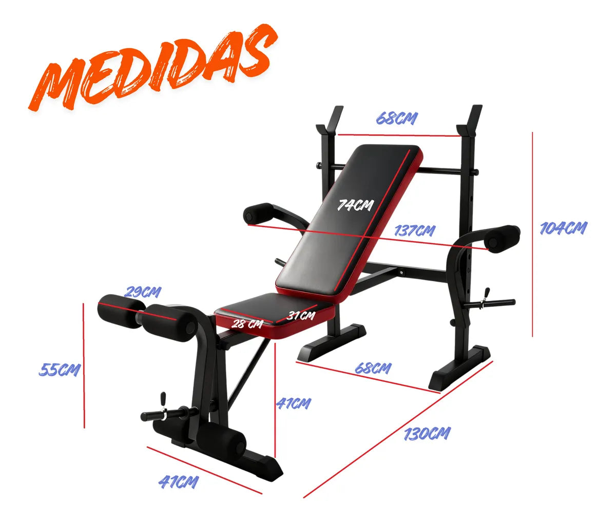 Maquina Banco Multifuncional Gimnasio Soporte Pesas 200kg