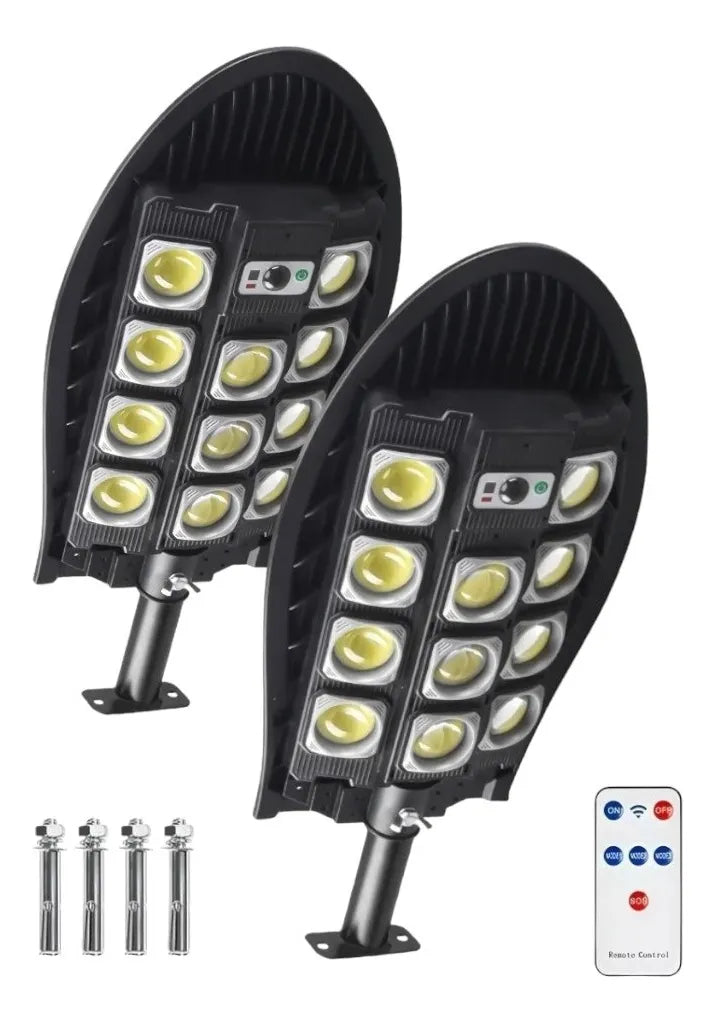 Pack X2 Foco Led Exterior Sensor Movimiento Focos Solar 600w Marrón Oscuro Blanco Frío