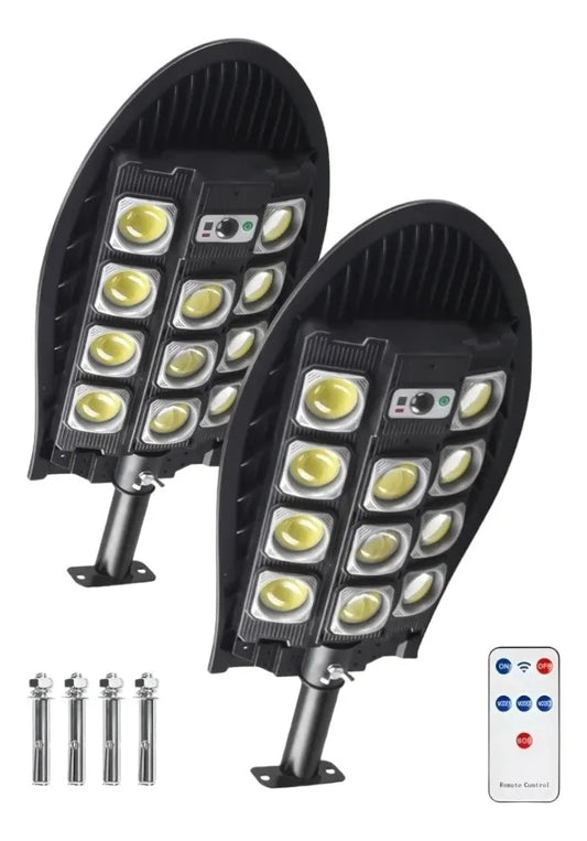 Pack X2 Foco Led Exterior Sensor Movimiento Focos Solar 600w Marrón Oscuro Blanco Frío