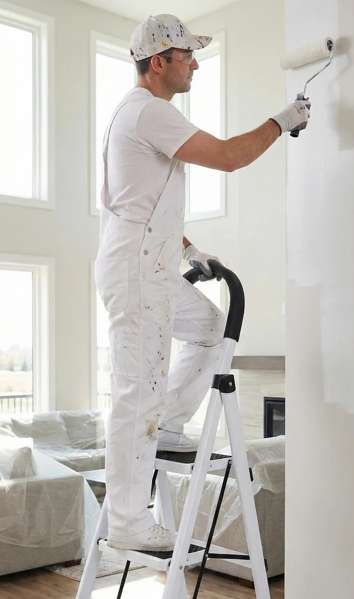 Escalera Plegable 4 Escalones Peldaños Antideslizante Escala Blanco