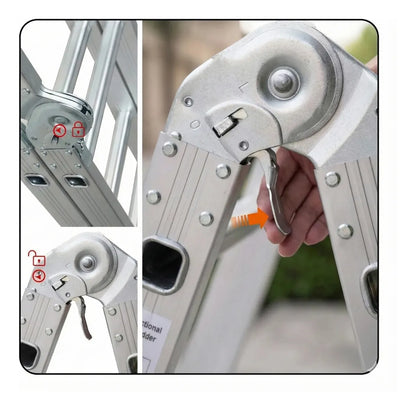 Escalera Aluminio Plegable 20 Peldaños Multifuncional 5.7mt