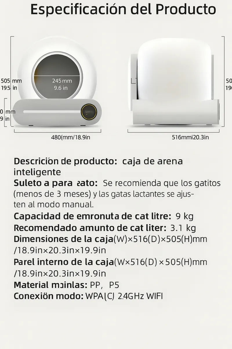 Arenero Robot Automático Para Gatos 2.0 Wifi Color Blanco