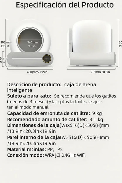 Arenero Robot Automático Para Gatos 2.0 Wifi Color Blanco