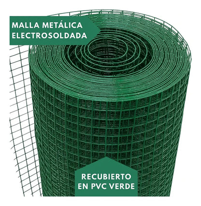 Malla Metalica Verde Jardin Cerco Rejas 20x20mm 60cm X 10mt