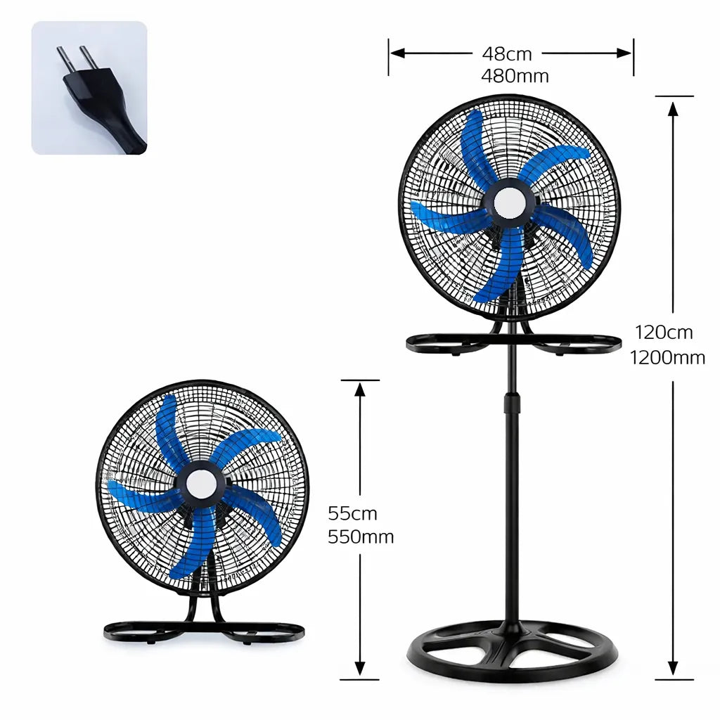 Ventilador 18 Pulgadas 3en1 Industrial Piso Pedestal Pared 50 Cm 50hz Negro
