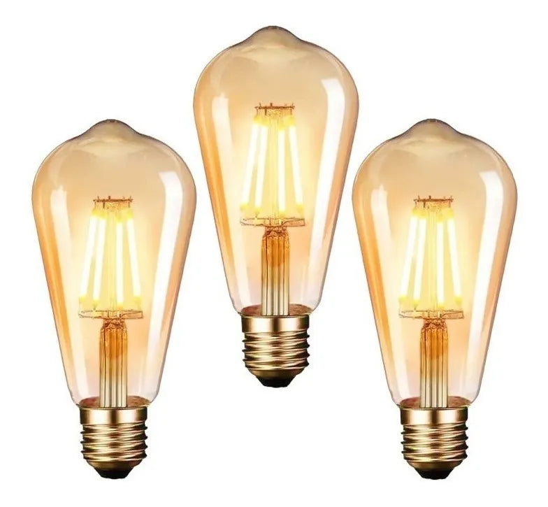 X3 Ampolleta Vintage Led Soquete E27 Luces Vintage Calida
