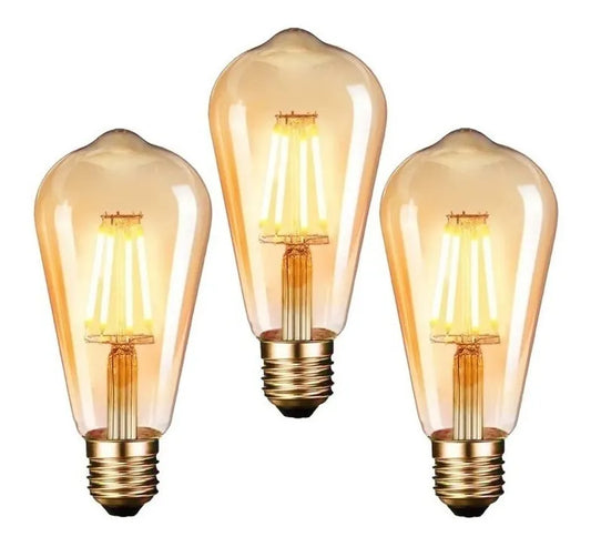 X3 Ampolleta Vintage Led Soquete E27 Luces Vintage Calida