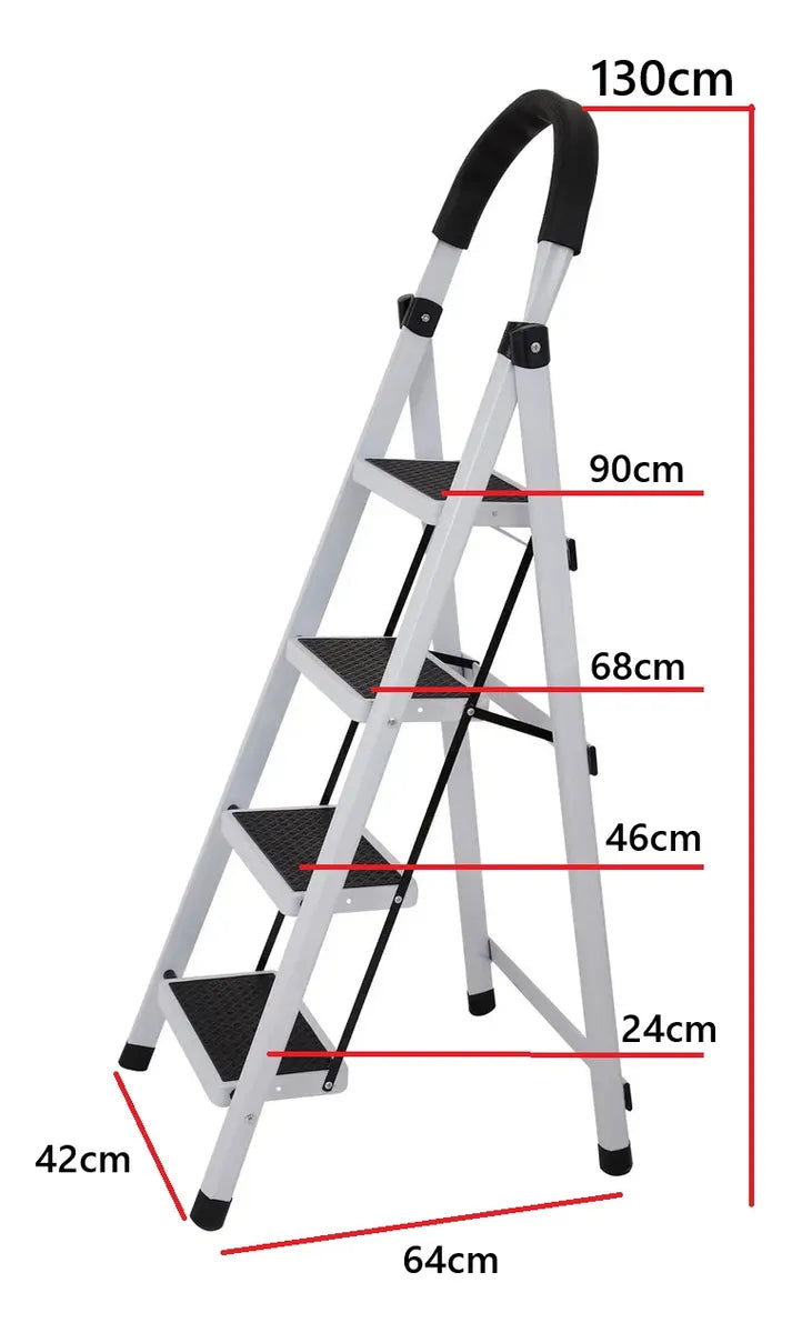 Escalera Plegable 4 Escalones Peldaños Antideslizante Escala Blanco