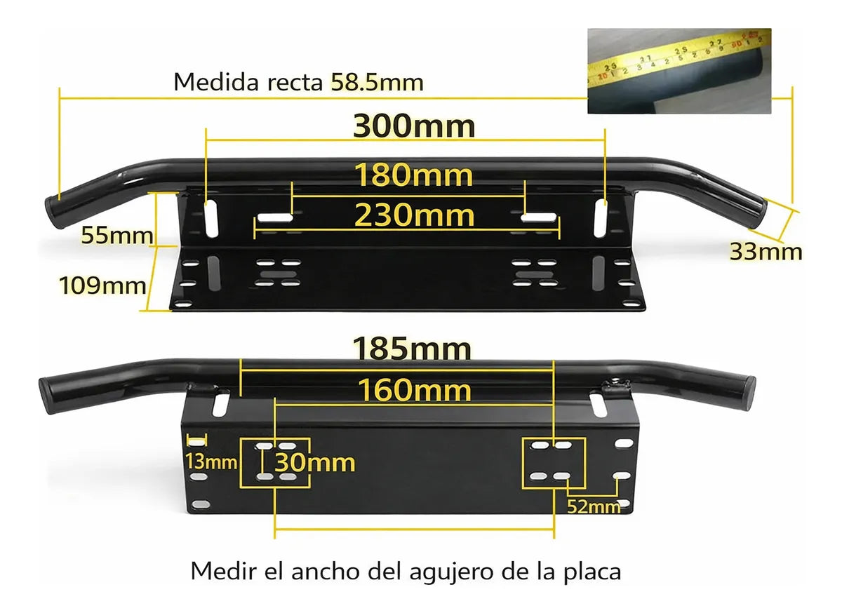 Porta Placas Patentes Soporte Focos Barra Led Frontal 4x4