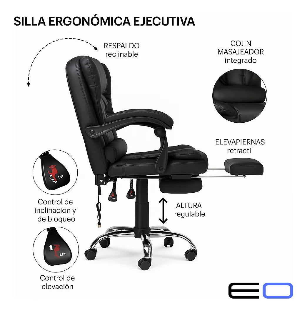 Silla De Oficina Profesional Ergonomica Reclinable Ajustable