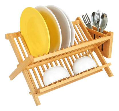 Secador De Loza Bambu Escurridor Platos Organizador Plegable