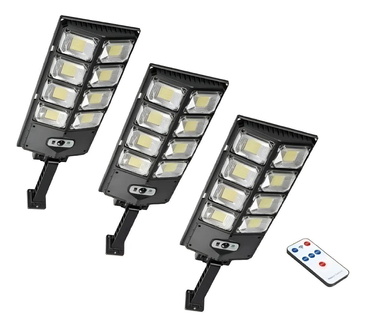 Pack X3 Focos Solares Potente Led Con Sensor Exterior 200w