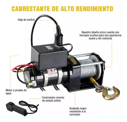 Winche Electrico 12v 3000 Lbs Control Remoto Inalambrico