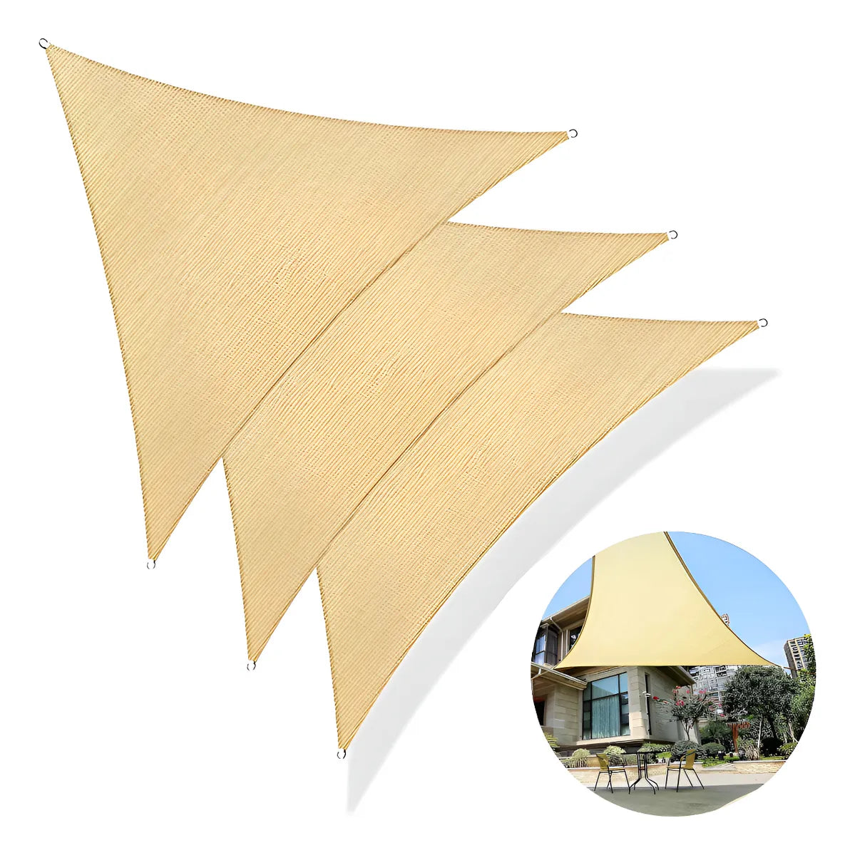 Set 3 Toldos Vela Sombra Malla Sombra Triangular 3.6 Metros