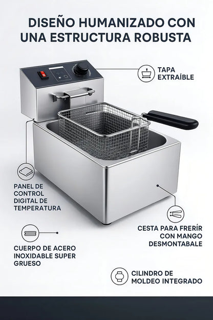Freidora Electrica De Aceite 6 Litros Freidora Pequeña Papas