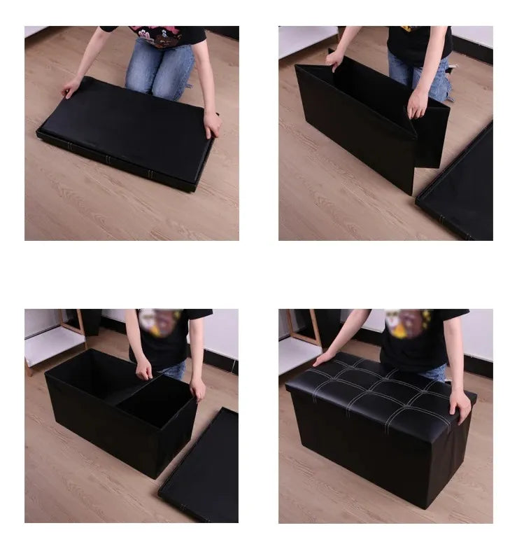 Banqueta Puff Baul Pie De Cama Baul Organizador Sillon Negro