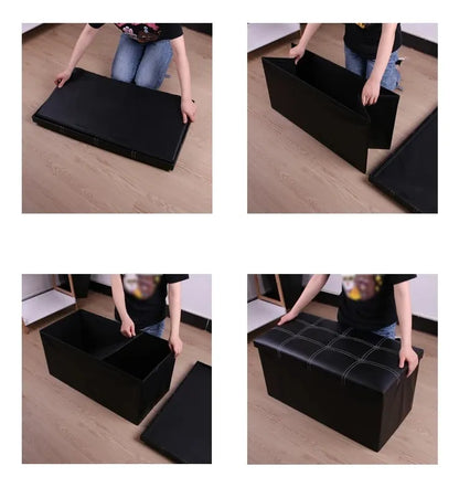 Banqueta Puff Baul Pie De Cama Baul Organizador Sillon Negro