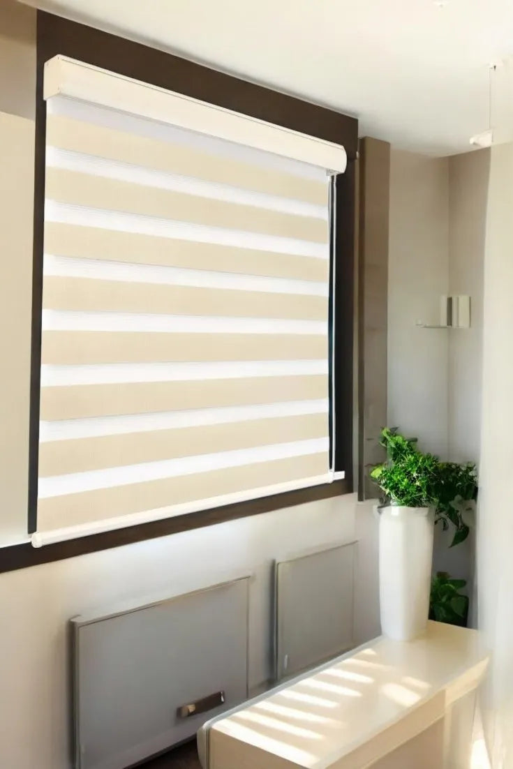 Cortina Duo Roller Blackout Persiana Roller 200x200 Beige