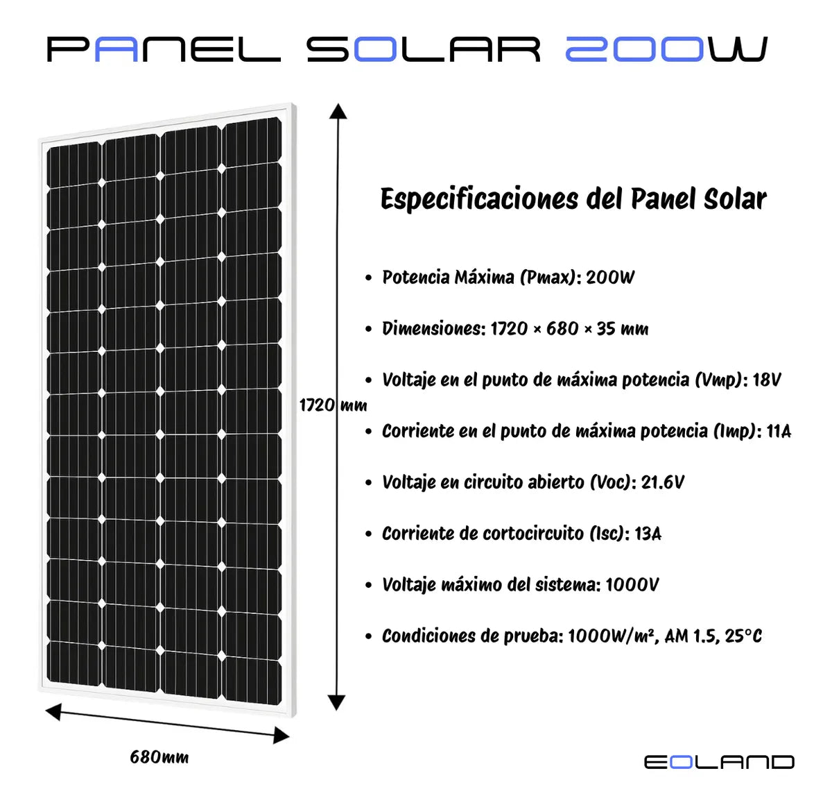 Panel Solar 200w 12v Celdas Monocristalino