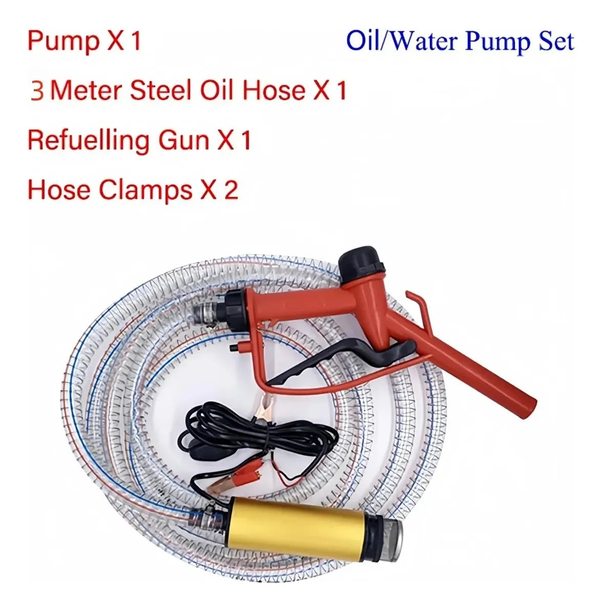 Kit Trasvasije De Combustible 12v Pistola Manguera 3 Metros