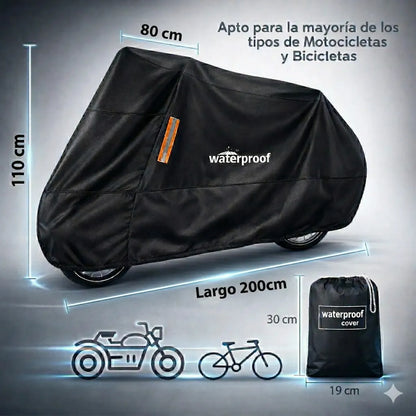 Lona Funda Moto Eoland Impermeable Bicicleta 110x200cm Exterior Proteccion Lluvia Sol Uv Ajuste Elastico Alta Resistencia Negro