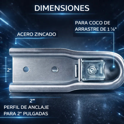 Mano Acople Remolque Enganche Carro De Arrastre 2 Pulgadas Plateado