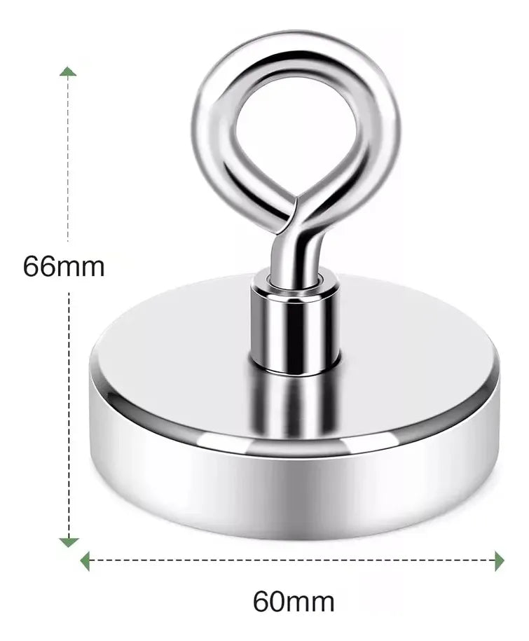 Pack 2 Iman Neodimio Pesca Imanes Neodimio Gancho 60mm 120kg