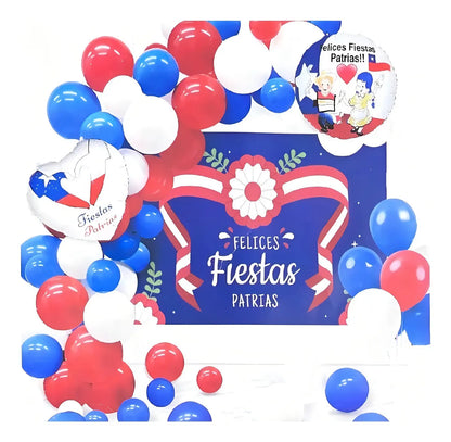 Set Decoracion Fiestas Patrias Globos Metalizados Arco Base