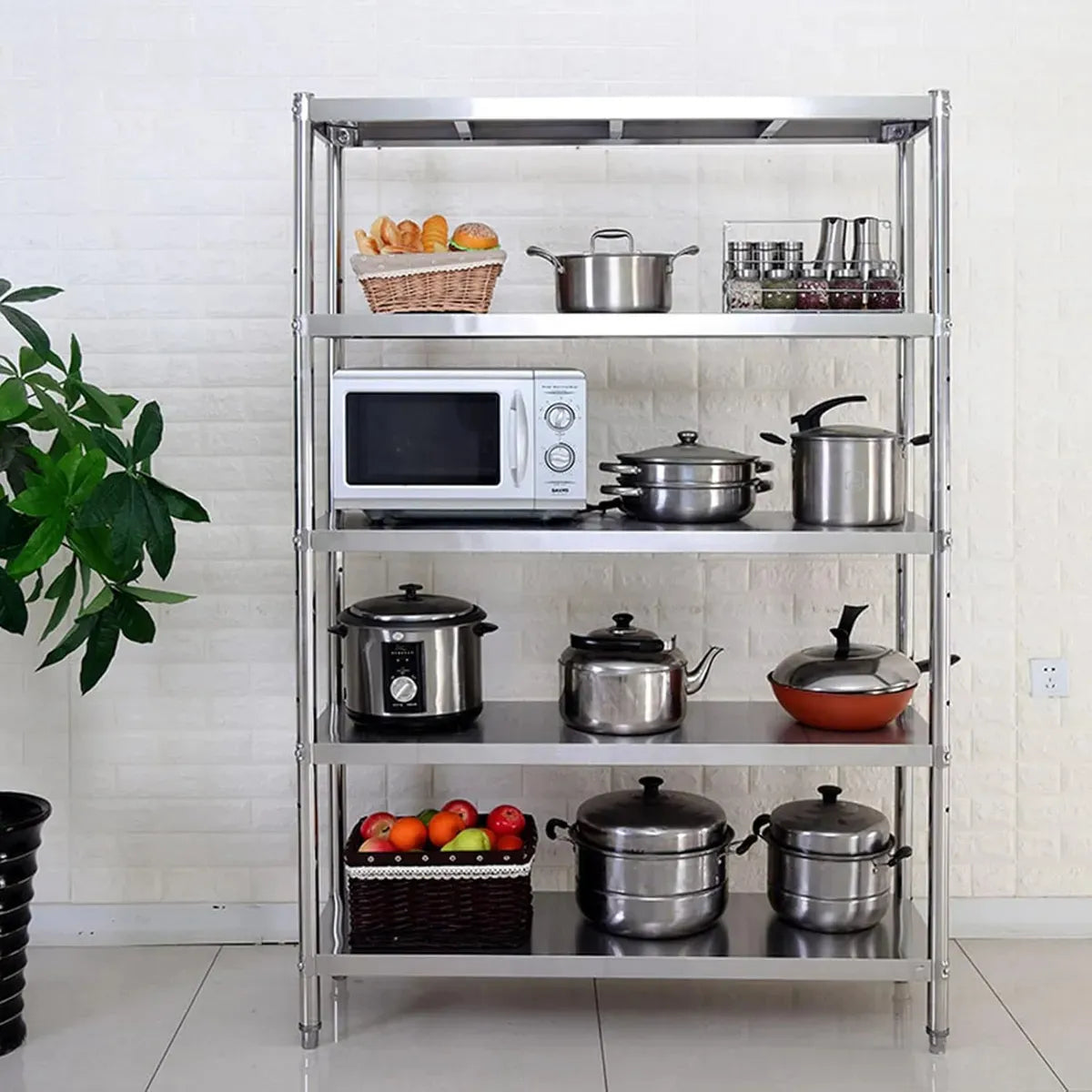 Estante Cocina Repisa Acero Inoxidable 5 Pisos 175x91x40 Cm
