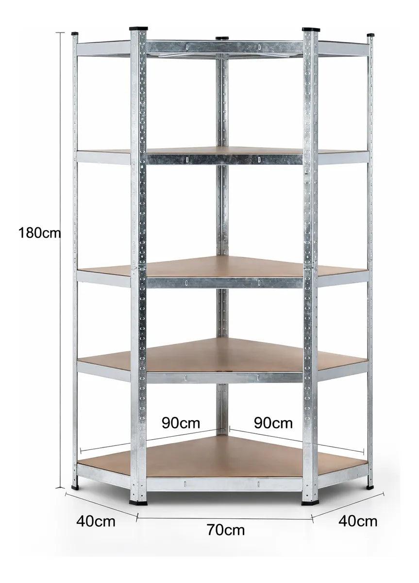 Estante Esquinero Galvanizado 180x90x40 Cm 5 Niveles 300 Kg Metálico