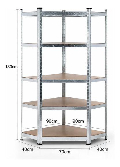 Estante Esquinero Galvanizado 180x90x40 Cm 5 Niveles 300 Kg Metálico