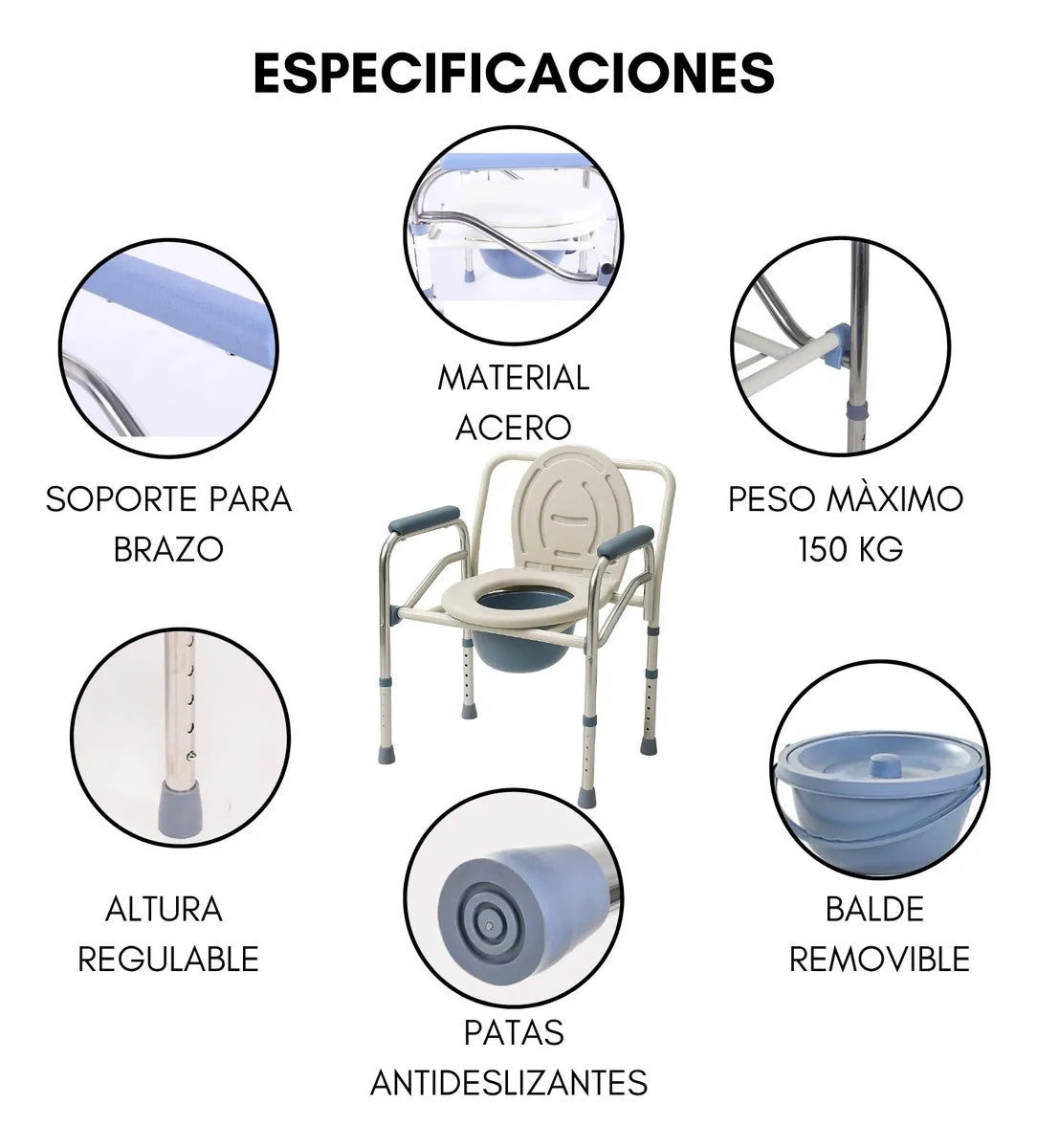 Baño Inodoro Silla Portatil Plegable Wc Baño Discapacitado