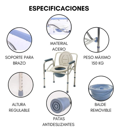 Baño Inodoro Silla Portatil Plegable Wc Baño Discapacitado