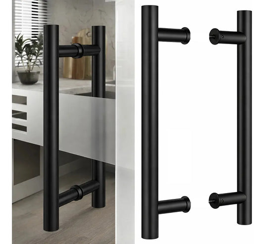 Manillon Negro Para Puertas Acero 49 Cm Puerta Vidrio Madera Negro