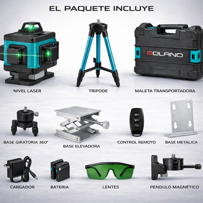 Nivel Laser 12 Lineas Verde 360 + Tripode 1.5m Ajustable