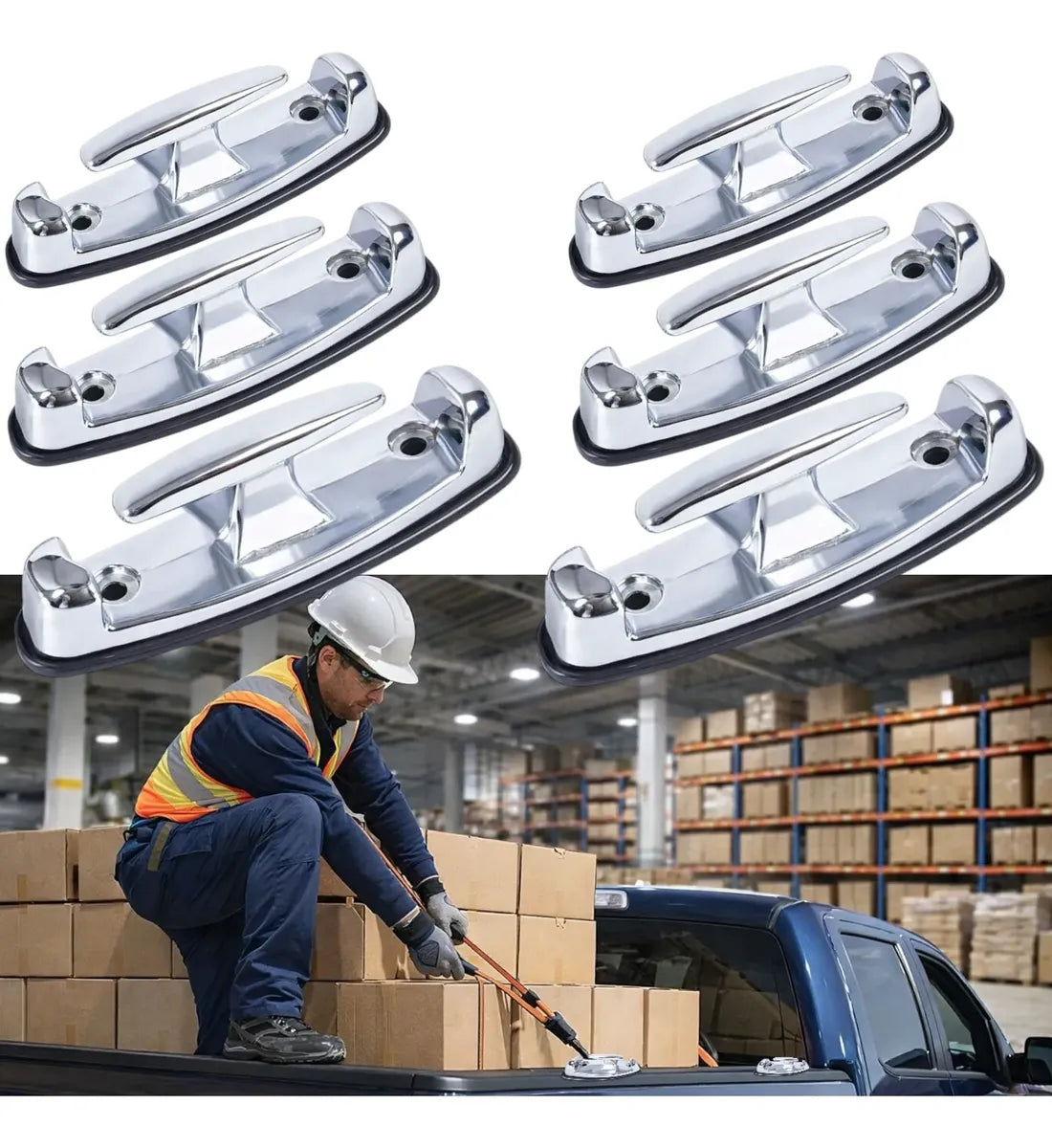 Set X6 Ganchos De Amarre Universal Camionetas Pick Up 4x4 Plateado