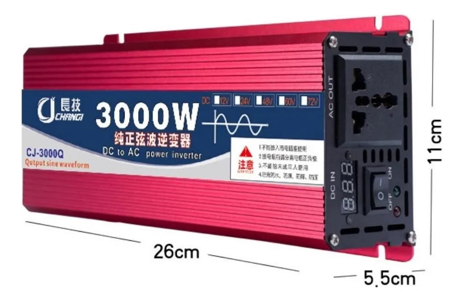 Inversor De Corriente 3000 W 12v A 220v Conversor Voltaje