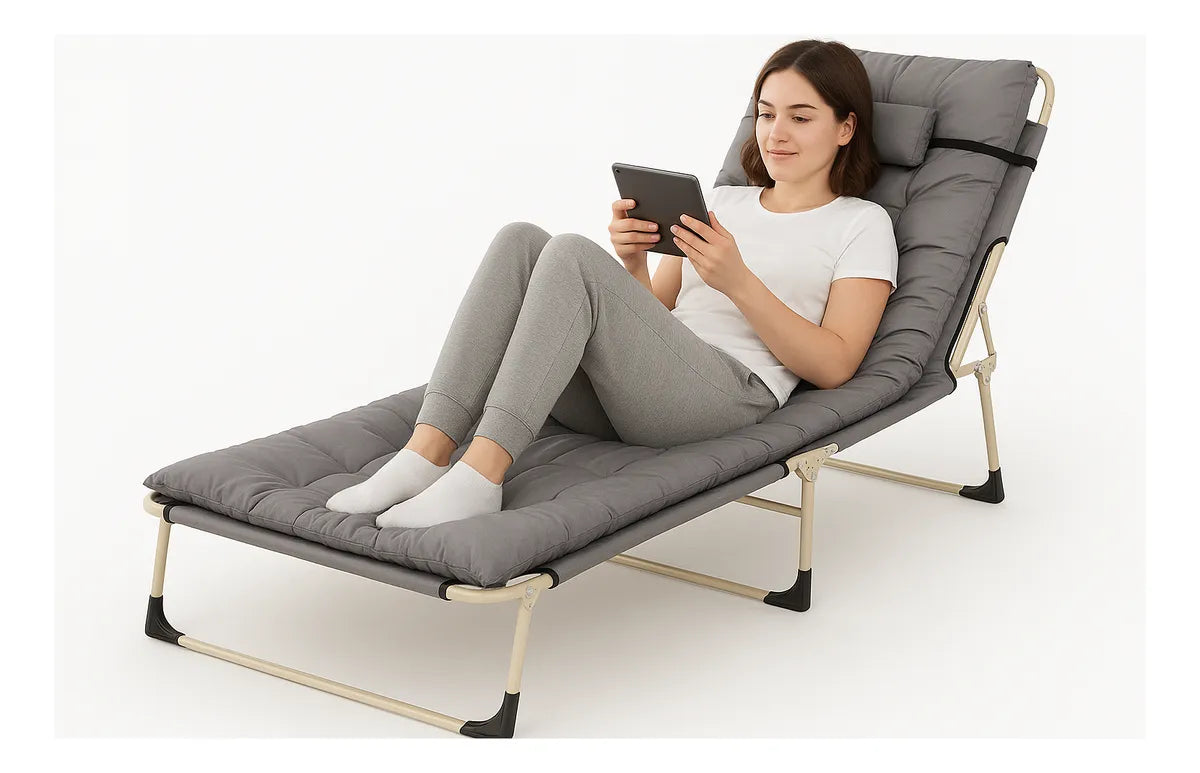 Cama Plegable Camping Catre Portatil Colchon Descanso Verano