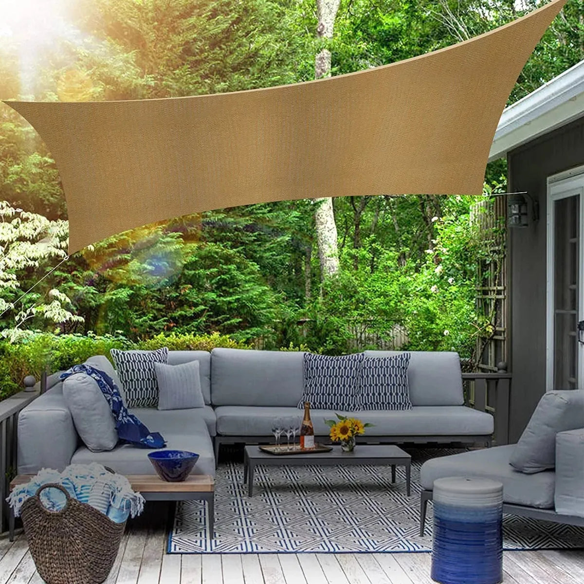 Toldo Vela Rectangular Lona Sombra Toldo Plegables 5x2 Mts