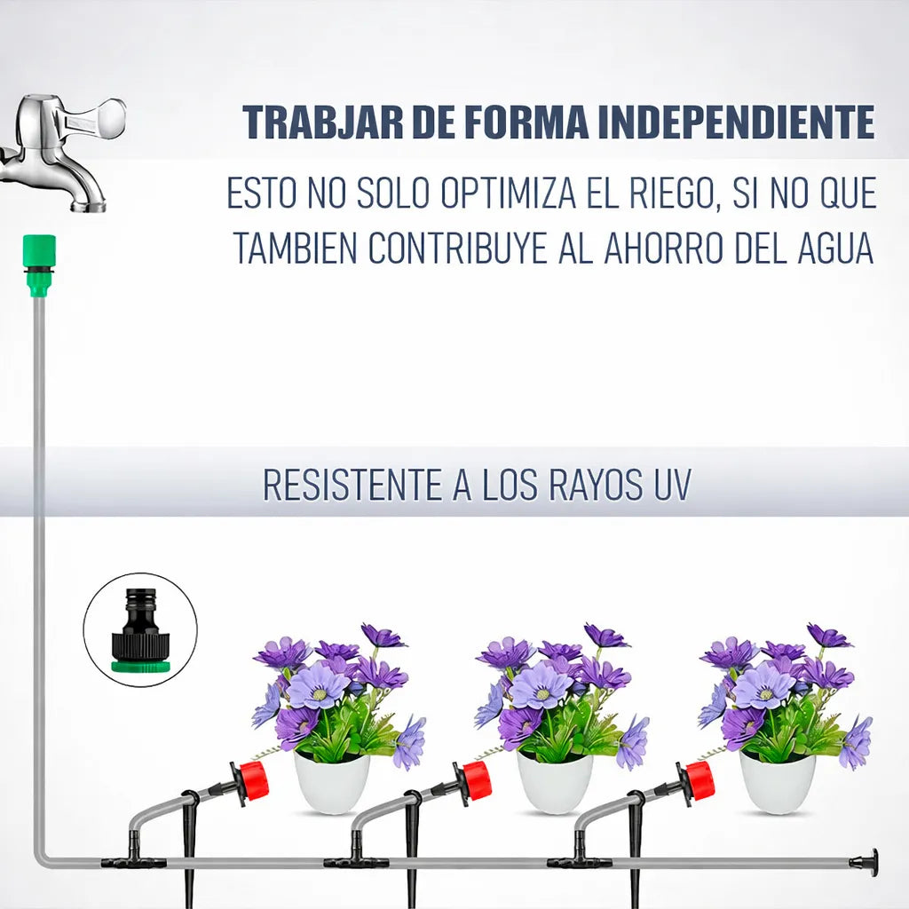 Kit Sistema Riego Agua Goteo Autocompensado Jardin 20 Metros