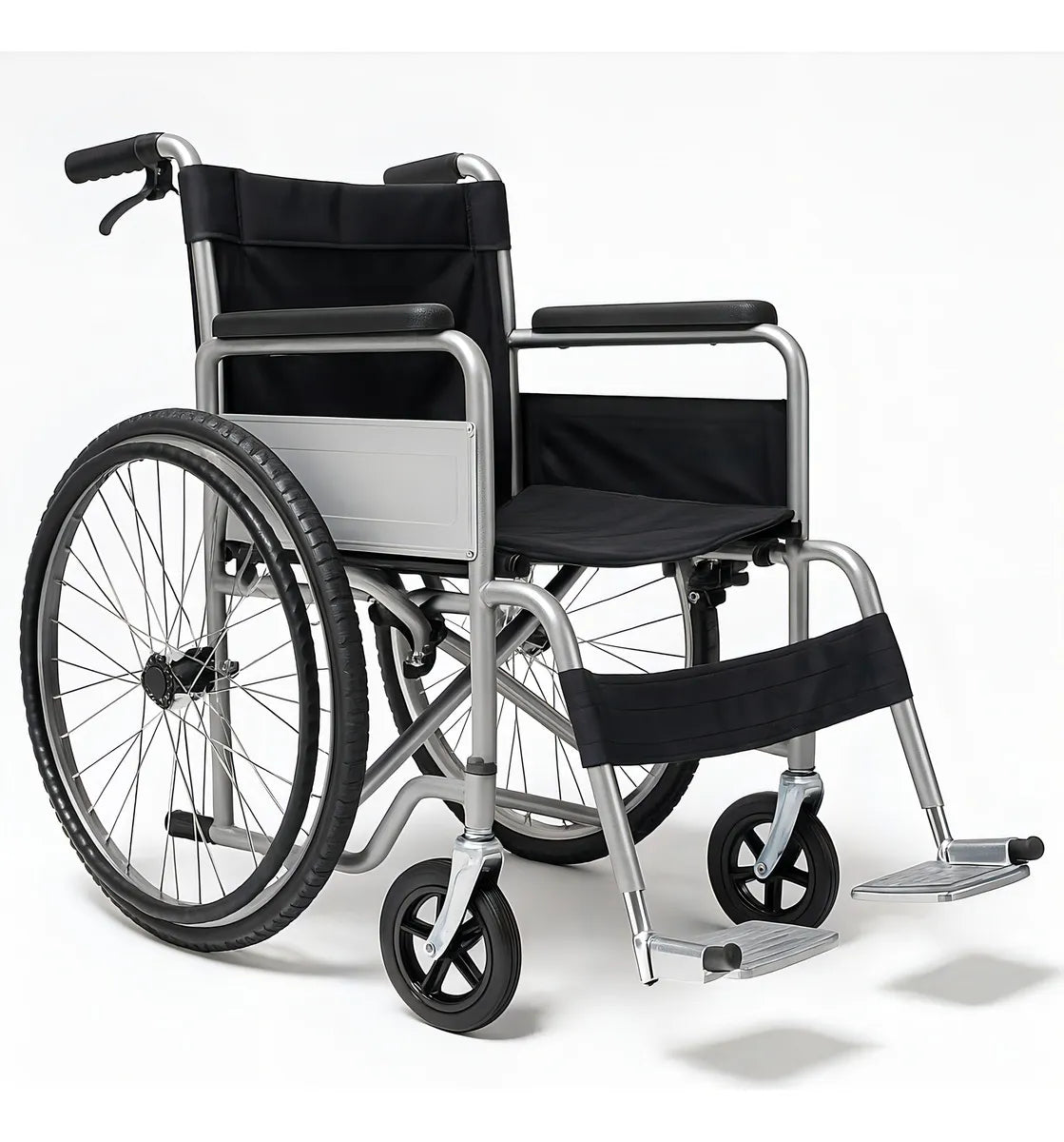 Silla De Ruedas De Lujo Plegable Comodo De Baño Incluido Color Negro
