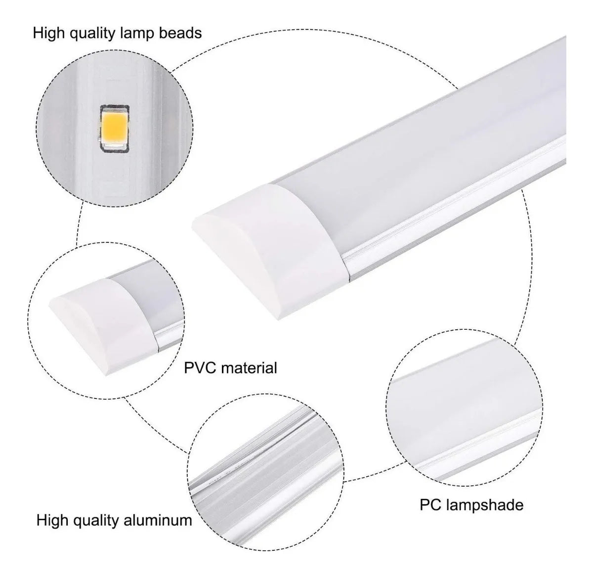 Tubo Led 120cm Luces Canaleta Led Canoa Plana Tubos Led 36w