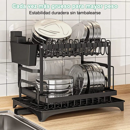 Secador De Platos Escurridor De Loza Acero Cocina 2 Niveles