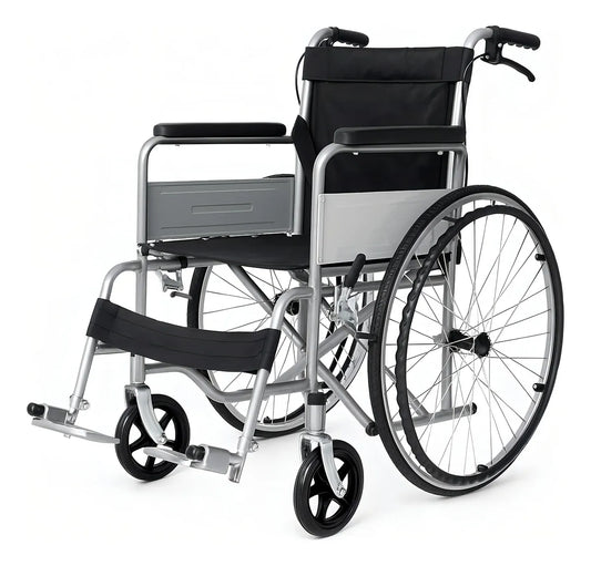Silla De Ruedas De Lujo Plegable Comodo De Baño Incluido Color Negro