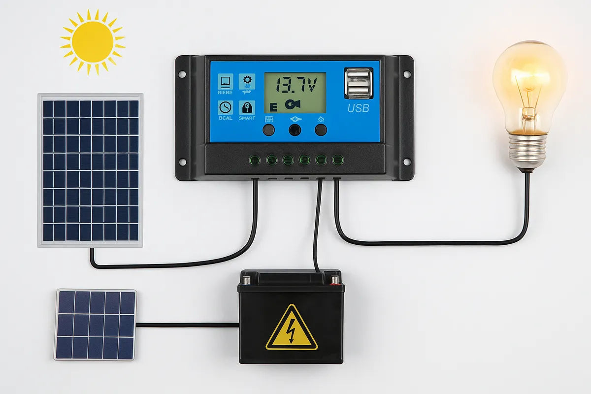 Regulador Controlador Carga Solar Digital 12v 24v 10a Usb
